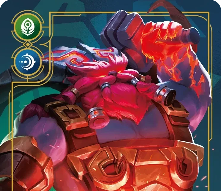 Riftbound - Carte Ornn, Dieu de la forge volcanique V.1 Rare Armes Spirituelles FOIL FR
