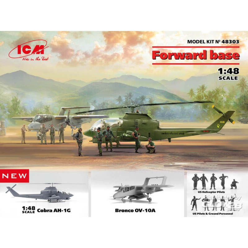 Base avancée Cobra AH-1G+Bronco OV-10A avec Pilotes US et Personne au sol a. HelicoPilots