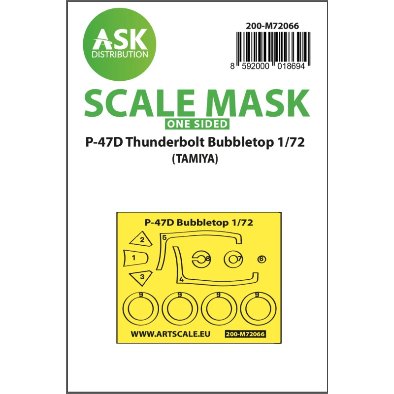 Accessoire P-47D Thunderbolt Bubbletop one-sided express mask for Tamiya