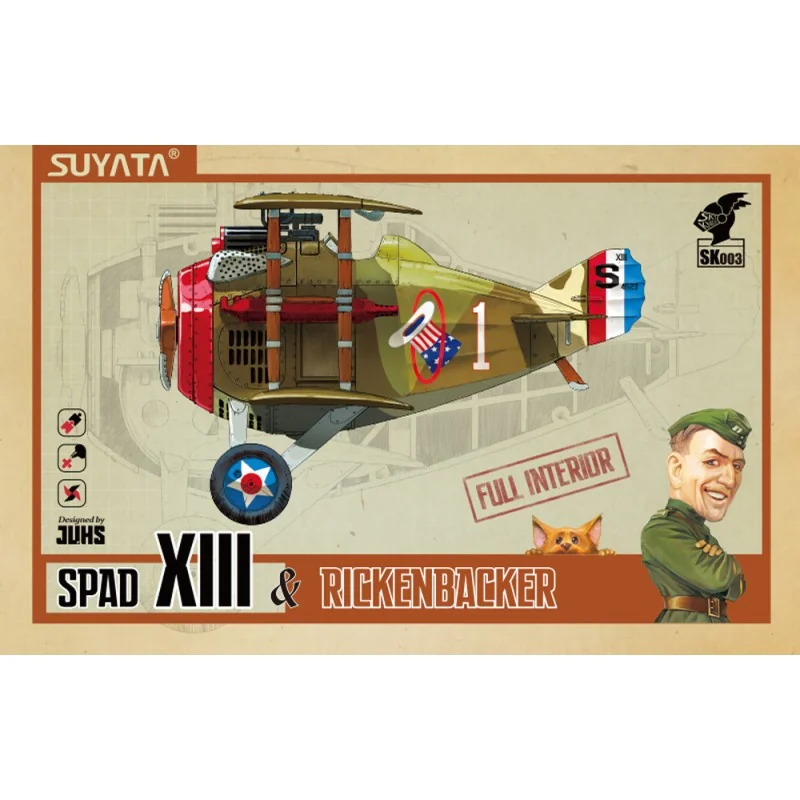 Avion de chasse biplan de la Première Guerre mondiale de construction française avec figurine de pilote de chasse américain