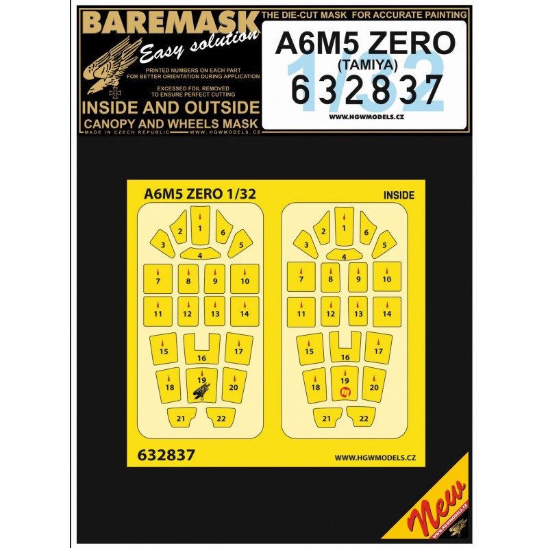 Masque à baldaquin Mitsubishi A6M5 ZERO (intérieur et extérieur) (conçu pour être utilisé avec les kits Tamiya)