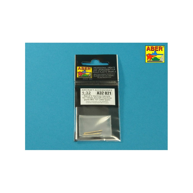 Set of 2 barrels for German 13mm aircraft machine guns MG 131 (late type) (designed to be used on Revell and Trumpeter kits)[Mes