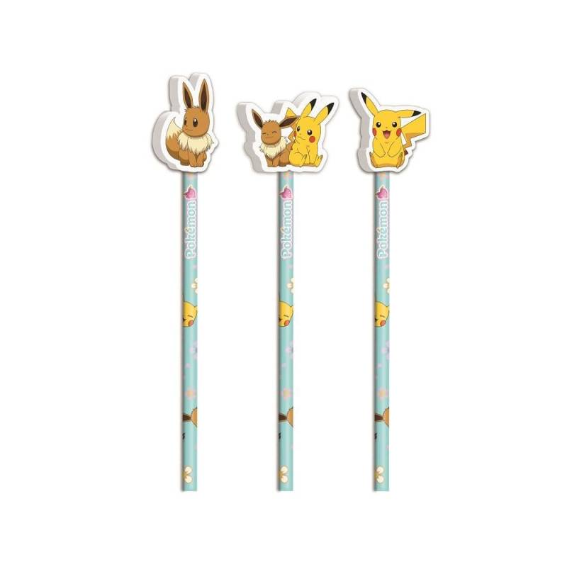 POKEMON - Collection Flower - Set de 3 Crayons avec Topper