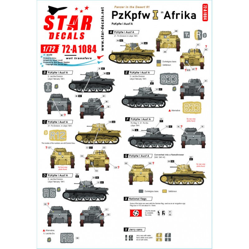 Décal Panzer dans le désert 1. Pz.Kpfw.I Ausf.A
