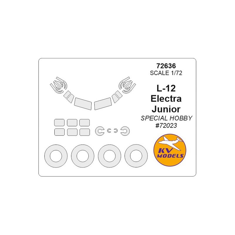 Lockheed L-12 Electra Junior + masques de roues (conçu pour être utilisé avec les kits Special Hobby SH72023)