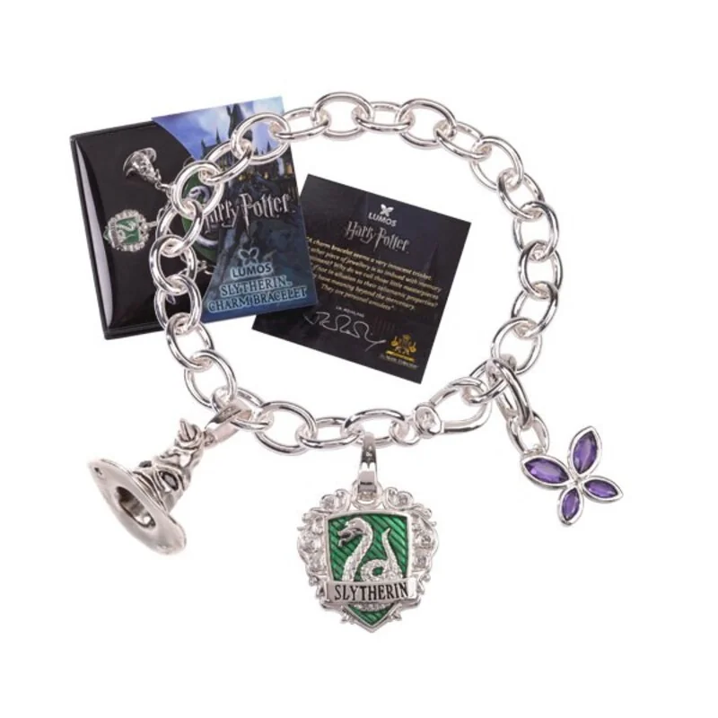 Harry Potter bracelet avec pendentifs plaqué argent Lumos Slytherin