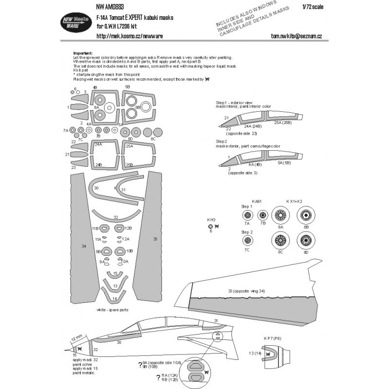 Accessoire Masques kabuki Grumman F-14A Tomcat EXPERT (pour L7206)