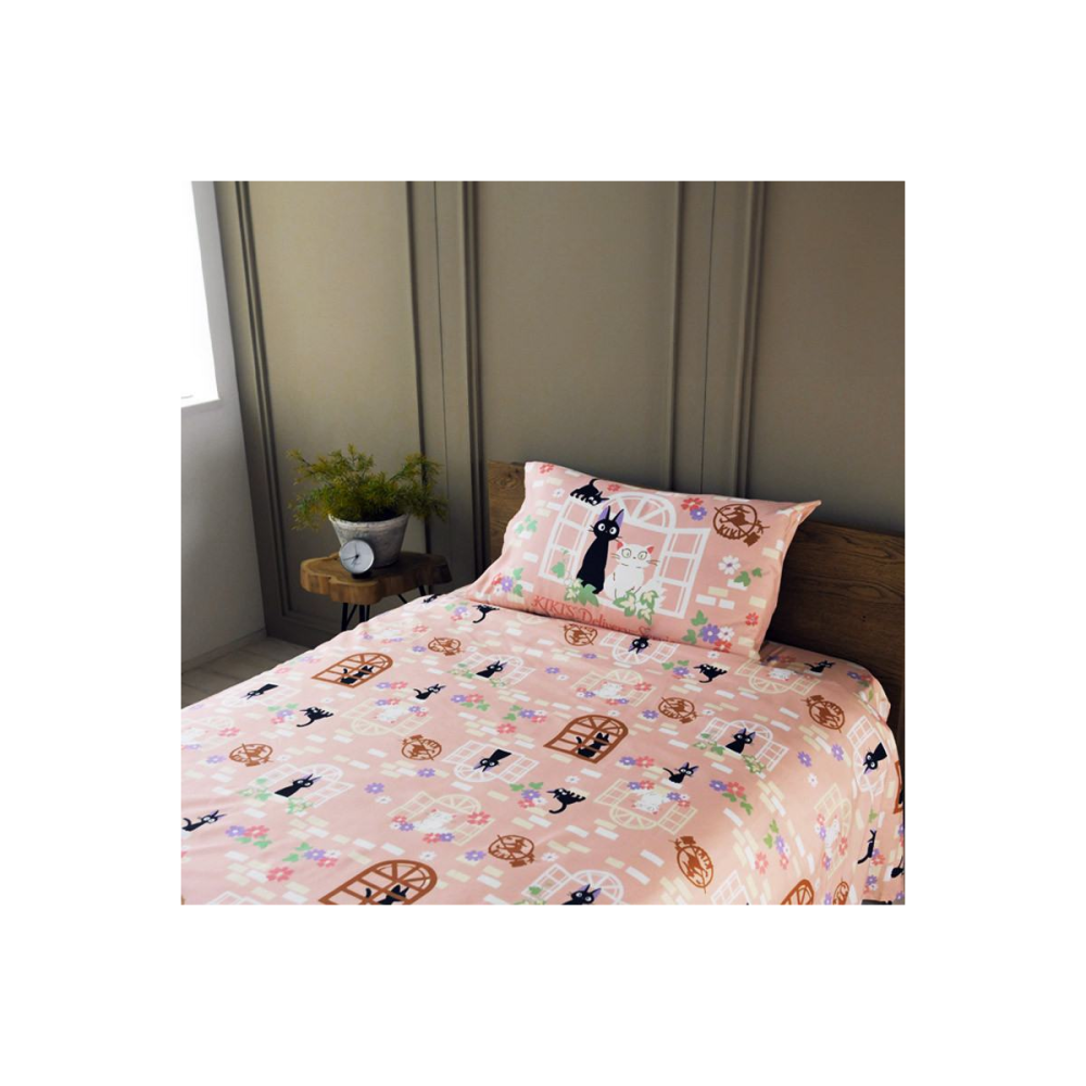 Kiki's Delivery Service Sweet Pink Jiji Natsu Bed Cover Set