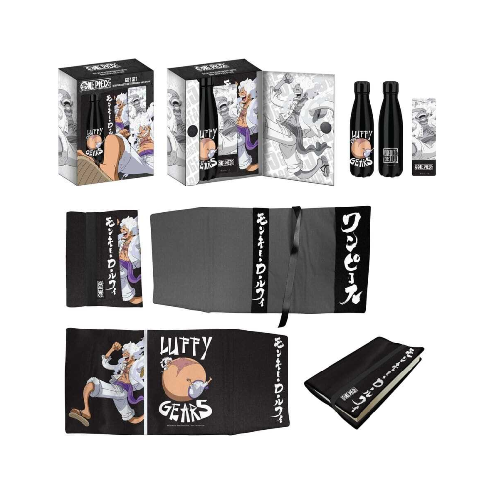 One Piece Bouteille en acier, Autocollant, Couvre-livre Coffret Cadeau Luffy Gears