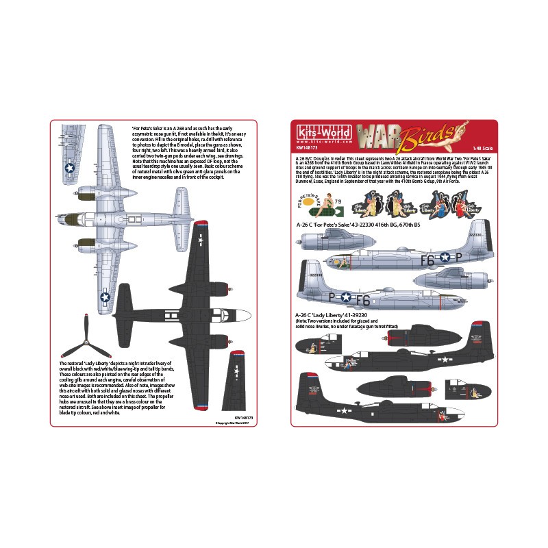 Décal Douglas A-26C Douglas envahisseur 'Pour l'amour de Pete' 43-22330 416e BG, 670e BS.Douglas A-26C Douglas envahisseur 'Lady