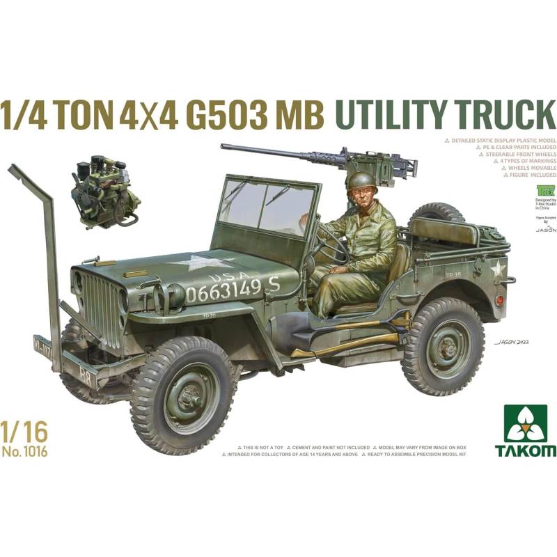 Maquette ¼-ton 4×4 G503 Willys MB utility truck (1:16)