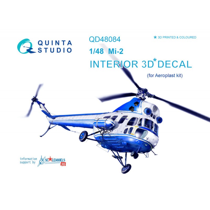 Décalcomanie Intérieur Mil Mi-2 imprimé en 3D et coloré sur papier autocollant (conçu pour être utilisé avec les kits Aeroplast)
