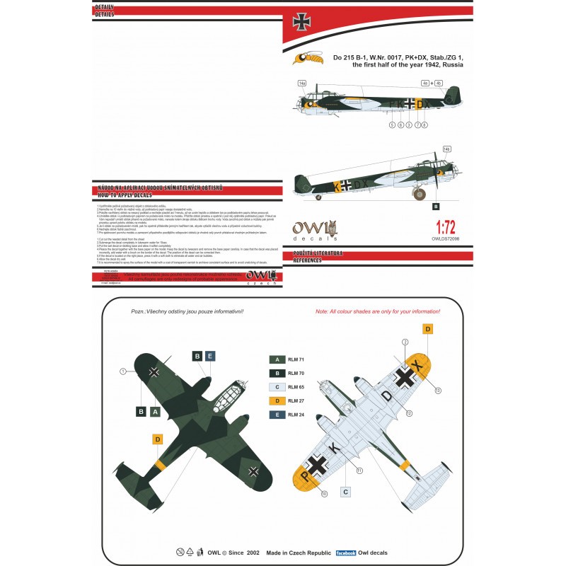 Décal Dornier Do-215B Partie VI Do-215B-1 (PK+DX)