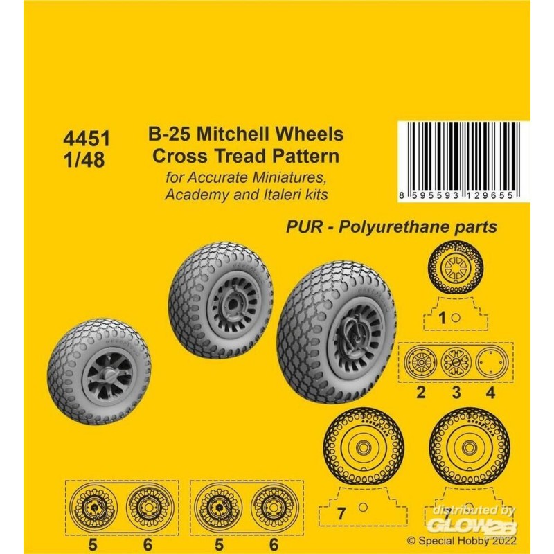 Accessoire B-25 Mitchell Roues/Modèle de bande de roulement croisé