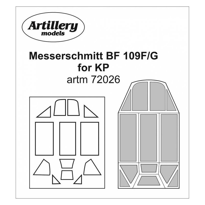 Masque à baldaquin Messerschmitt Bf-109F/G (conçu pour être utilisé avec les kits Kovozavody Prostejov)