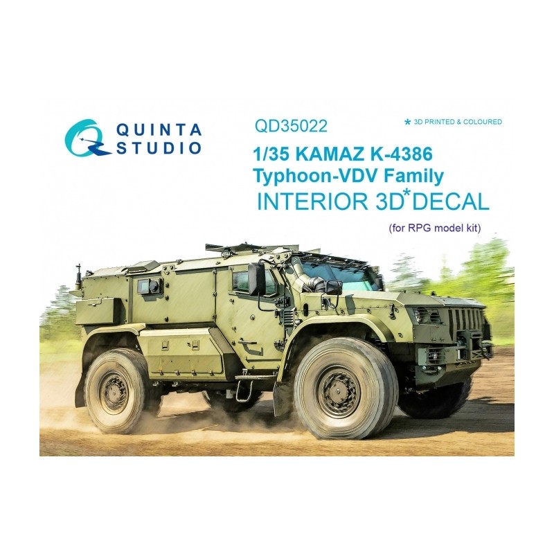 Décalcomanie KAMAZ K-4386 Famille Typhoon VDV Intérieur coloré et imprimé en 3D sur papier autocollant (conçu pour être utilisé