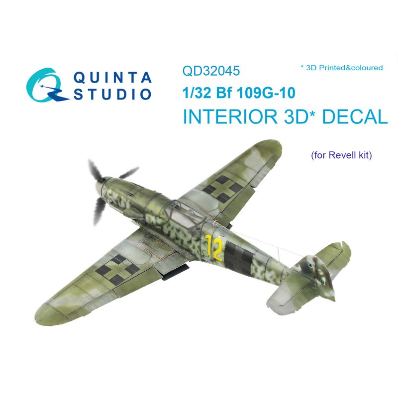 Décalcomanie Messerschmitt Bf-109G-10 Intérieur coloré et imprimé en 3D sur papier autocollant (conçu pour être utilisé avec les