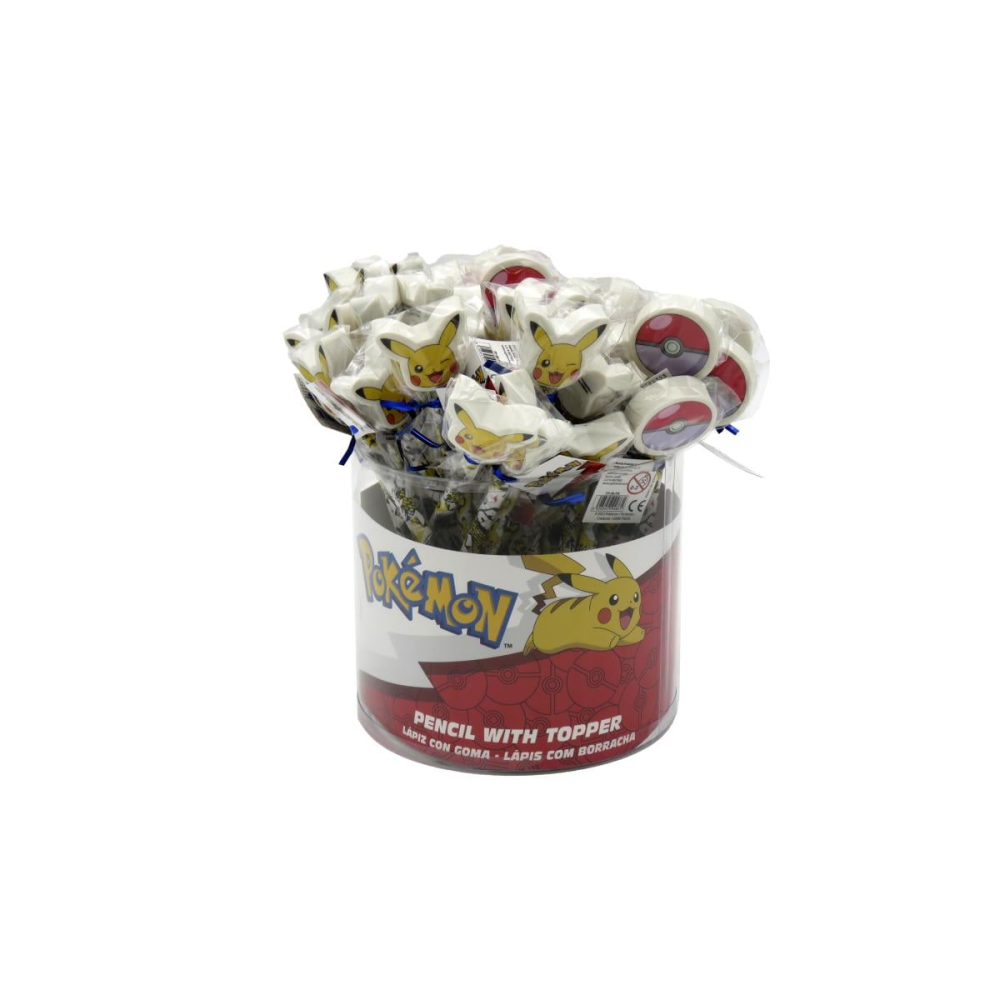 POKEMON - Pikachu & Pokeball - Display de 36 Crayons avec Gomme Topper