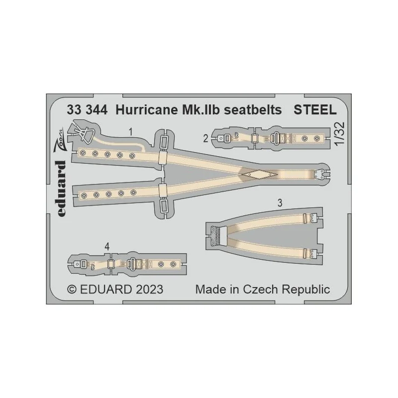 Hawker Hurricane Mk.IIb seatbelts STEEL 1/32 (designed to be used with Revell kits) MARCH RELEASE EXPECTED TO BE IN STOCK LATE F