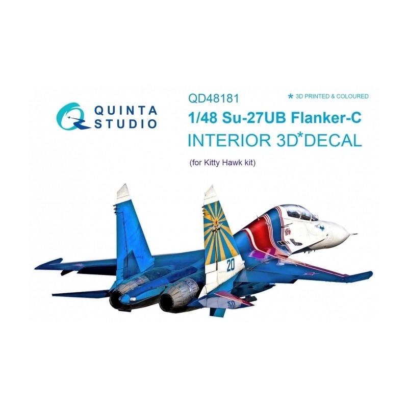 Décalcomanie Sukhoi Su-27UB Intérieur coloré et imprimé en 3D sur papier autocollant
