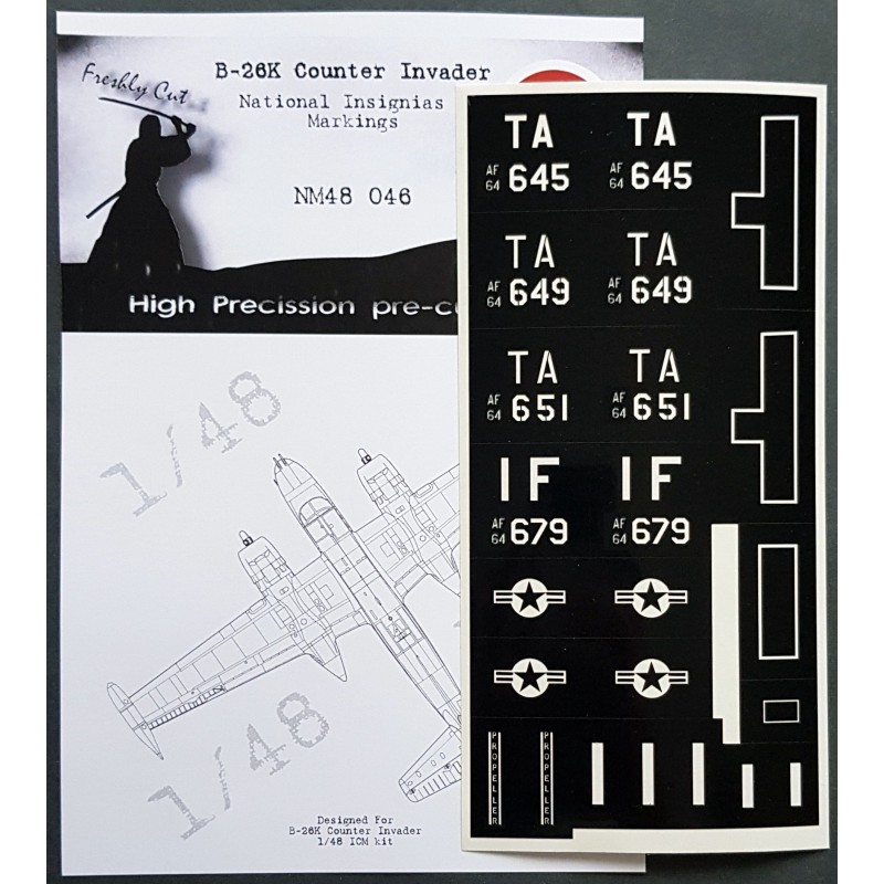 Masques de peinture et marquages Douglas B-26K Invader National Insignia (conçus pour être utilisés avec les kits ICM)