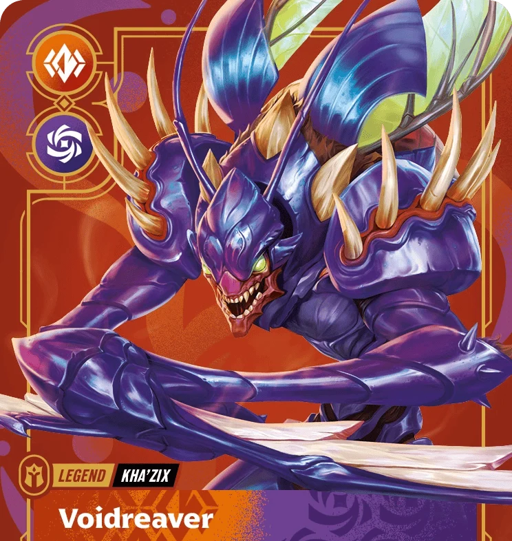 Riftbound - Carte Kha'Zix, Faucheur du Néant V.1 Rare Déchaînement FOIL FR